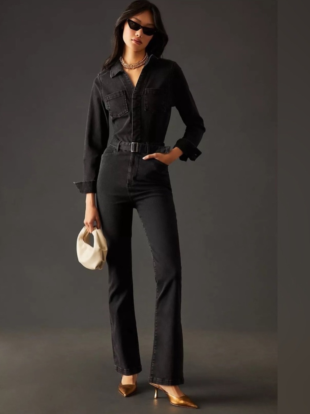 PAIGE Women’s Matilda Black Stretch Denim Jumpsuit